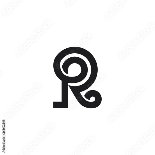 letter pr overlapping curves line logo vector