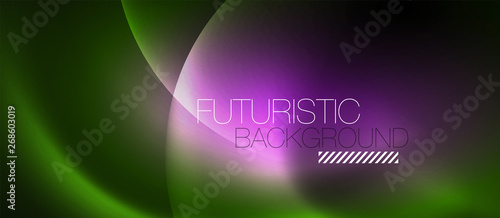 Neon glowing circles vector abstract background