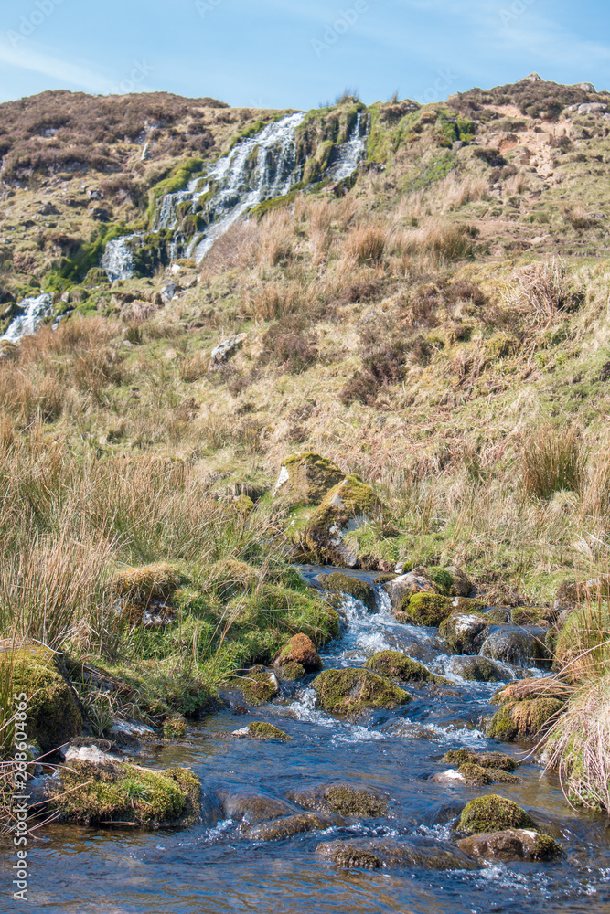 Waterfall near the The Storr Old Man of Storr Landscape Panorama Highlands Isle of Skye Scotland