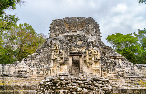 Ruins of a Mayan pyramid at Chicanna in Mexico