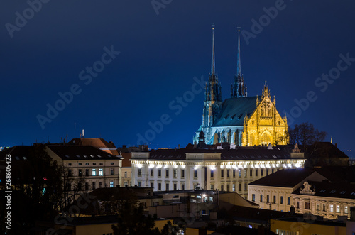 Cathedral of St. Peter and Paul, Petrov, Brno at night