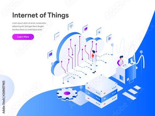 Internet of Things Isometric Illustration Concept. Modern flat design concept of web page design for website and mobile website.Vector illustration EPS 10