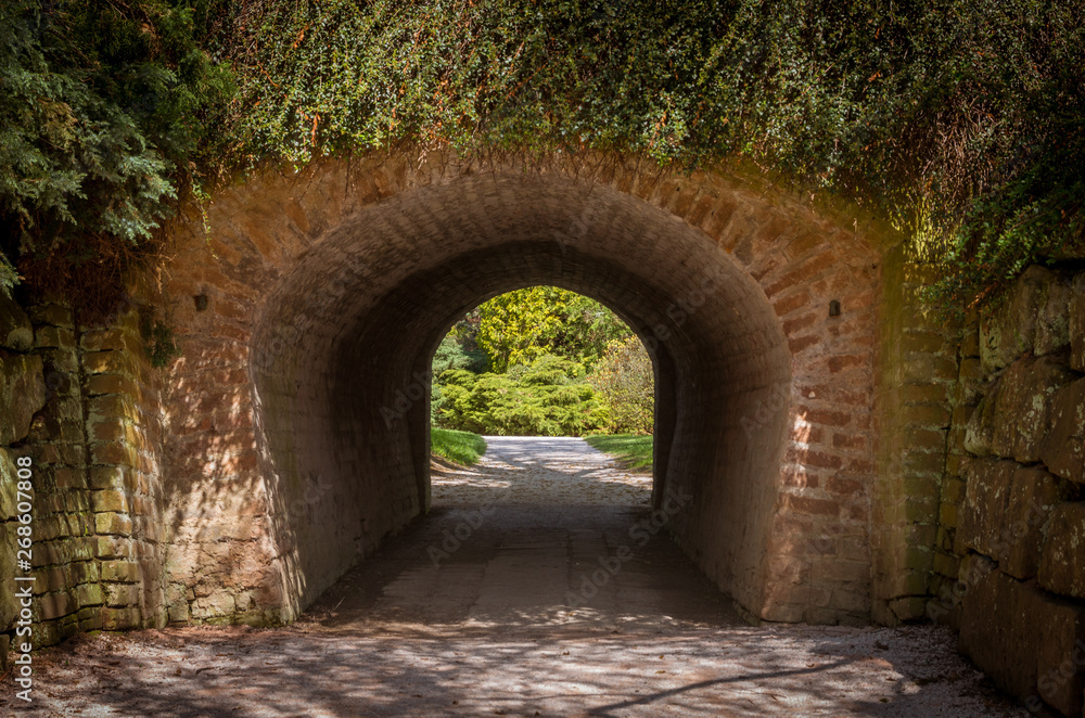 Brick tunnel in city park