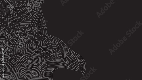 Black background with ethnic pattern and eagle