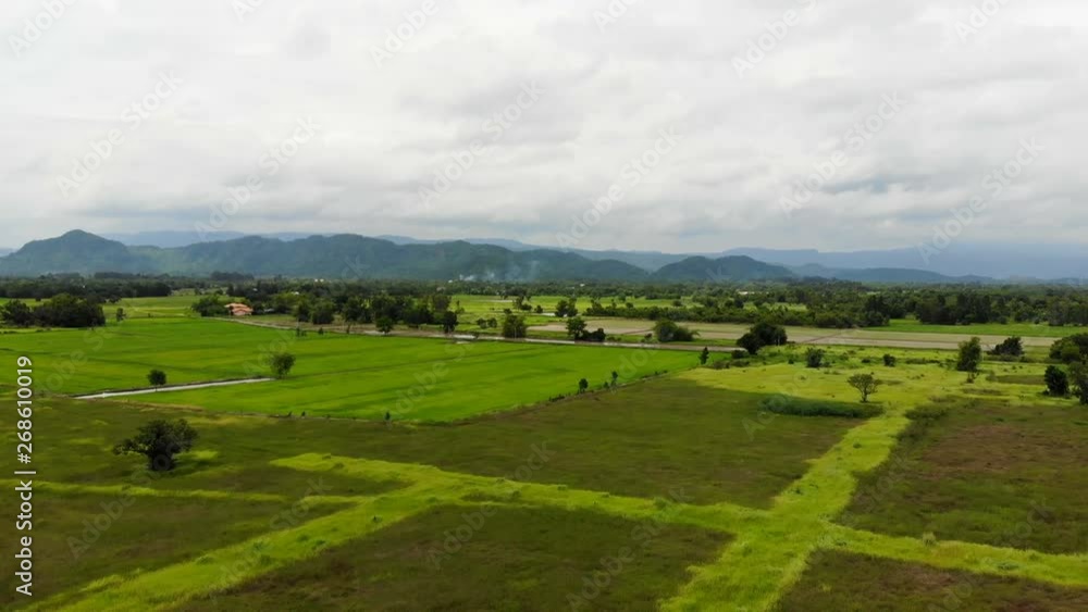 4K Drone shot aerial view scenic landscape of agriculture farm at countryside 4K Drone shot aerial view scenic landscape of agriculture farm at countryside