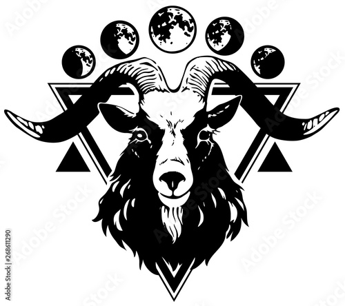 goat head in a triangular frame