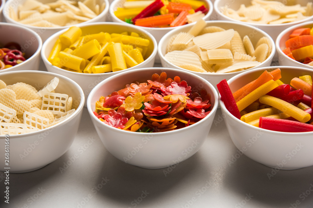 Snack pellets are non-expanded products made with raw materials like cereals, potatoes or vegetable powders, later processed using frying, hot air baking. multicoloured / shaped ready-to-eat snacks Snack pellets are non-expanded products made with raw materials like cereals, potatoes or vegetable powders, later processed using frying, hot air baking. multicoloured / shaped ready-to-eat snacks