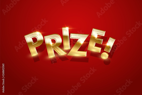 Prize, award win vector 3D word concept banner