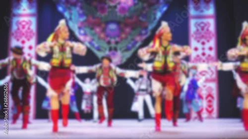 Ukrainian national dances. Out of focus. Slow motion. photo