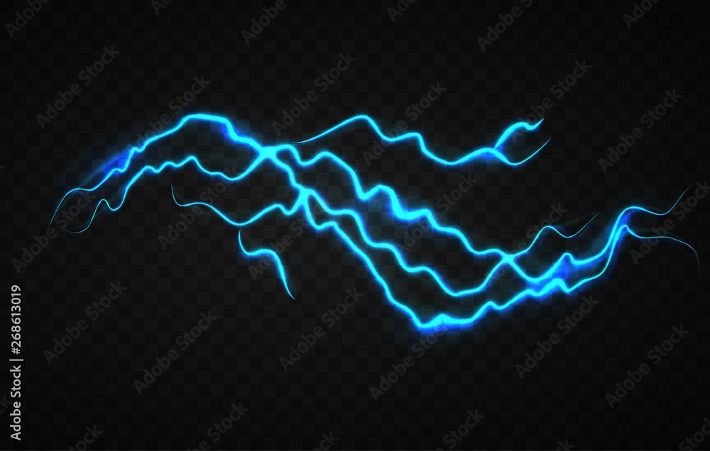 realistic electricity visual effect design template. abstract thunderbolt illustration or storm lightning effect with transparent background design vector eps 10