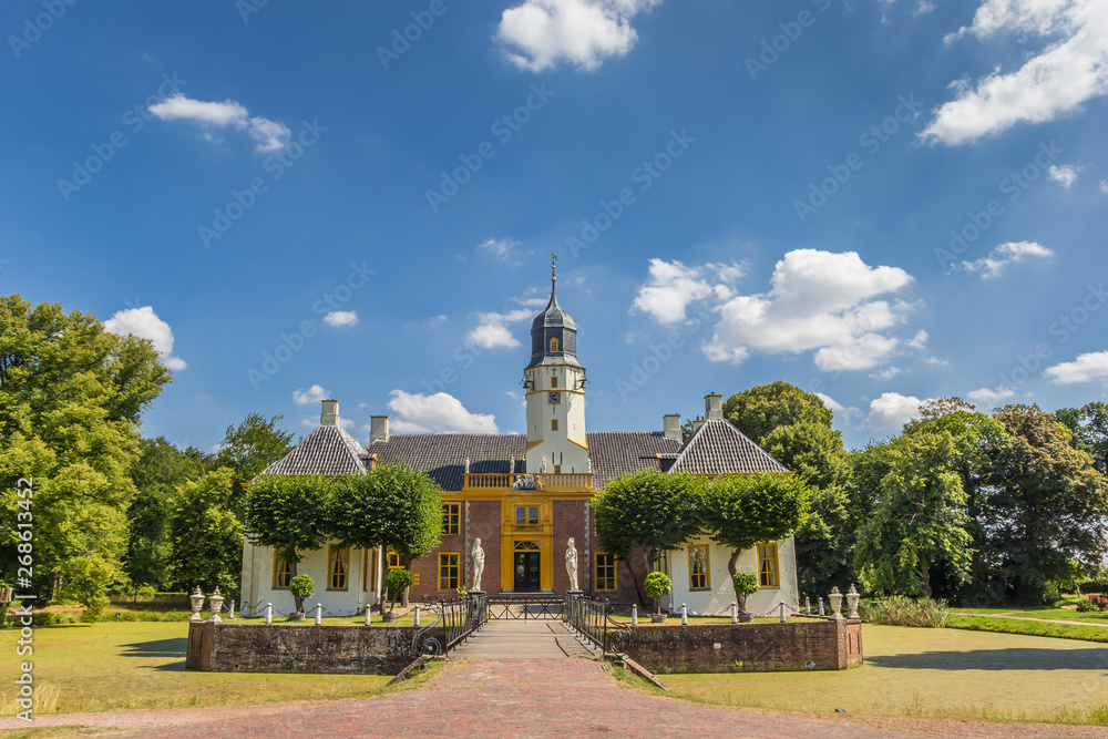 Front view of the Fraeylemaborg mansion in Slochteren, Netherlands