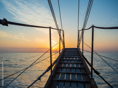 Sunset at the Sailboat deck while cruising © Netfalls