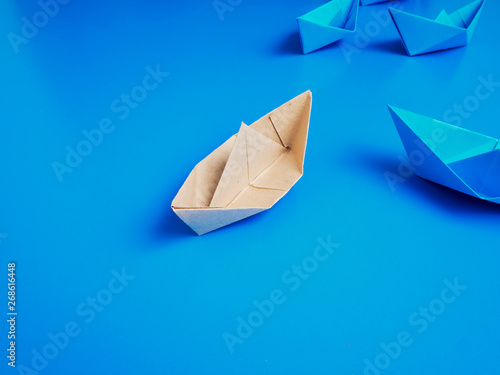 Wallpaper Mural Leadership concept origami boat paper Torontodigital.ca