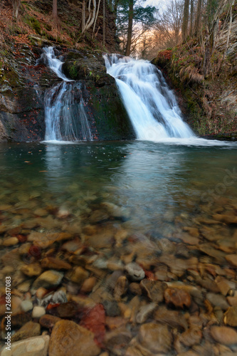 Hurkalo waterfall is located in Ukrainian Carpathians