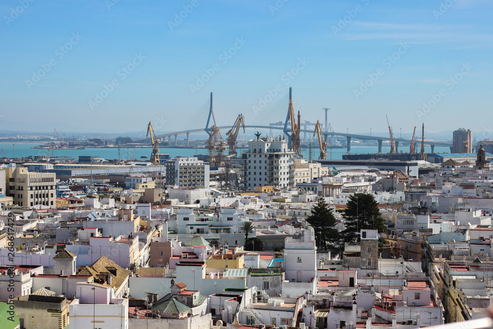 Top view of Cadiz city, Atlantic coast of Andalusia, Spain