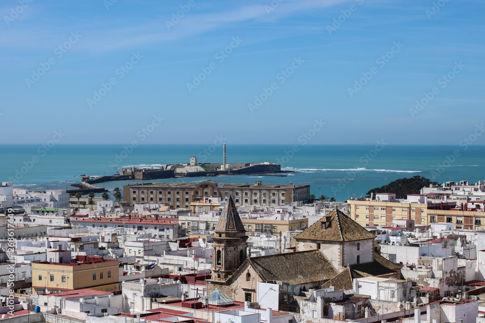 Top view of Cadiz city, Andalusia, Atlantic ocean, Spain 