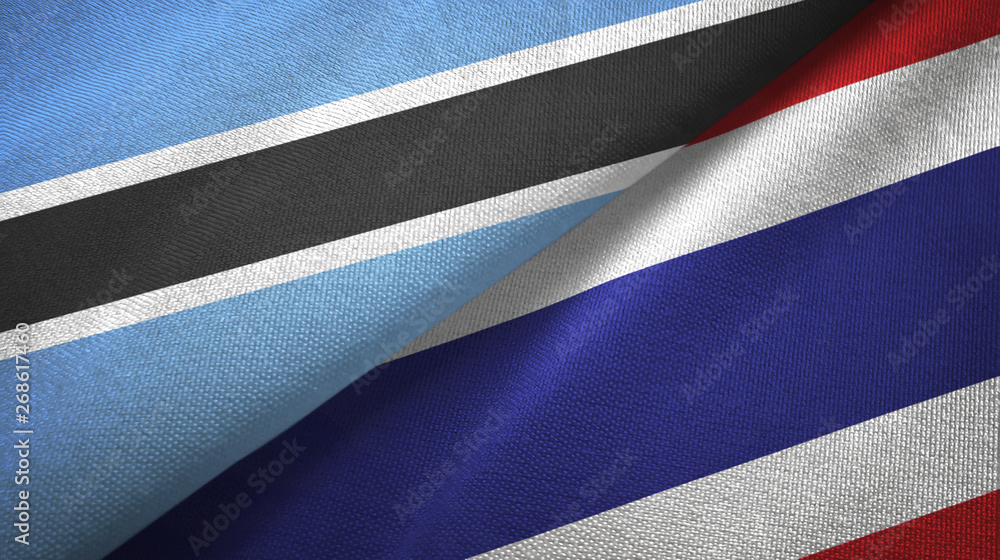 Botswana and Thailand two flags textile cloth, fabric texture Botswana and Thailand two flags textile cloth, fabric texture