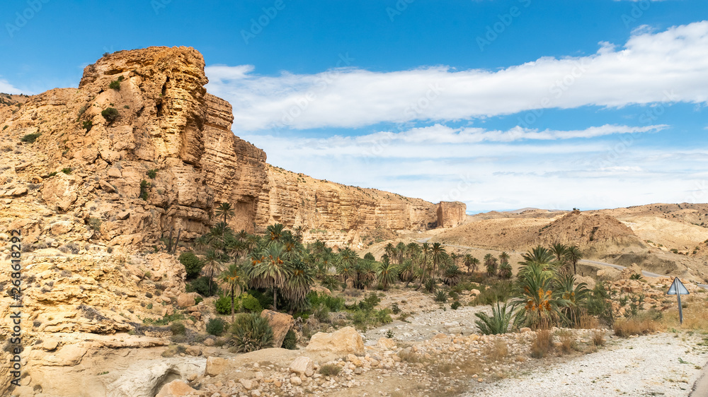Valley mountains in desert area in Algeria