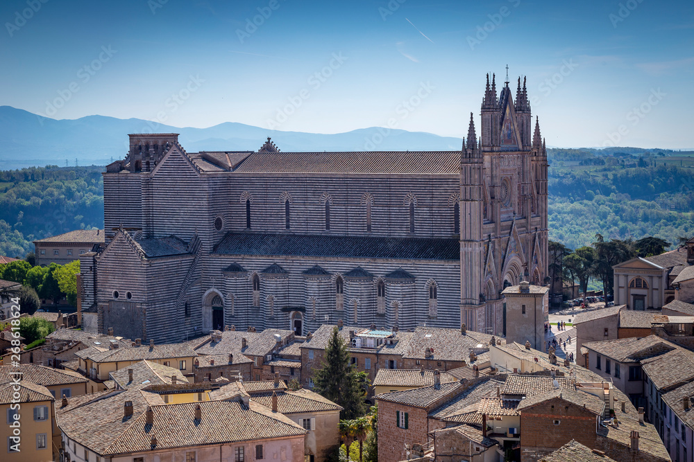 Obraz premium Orvieto, Italy. 04-19-2019. Aerial view of church at Orvieto. Terni. Italy