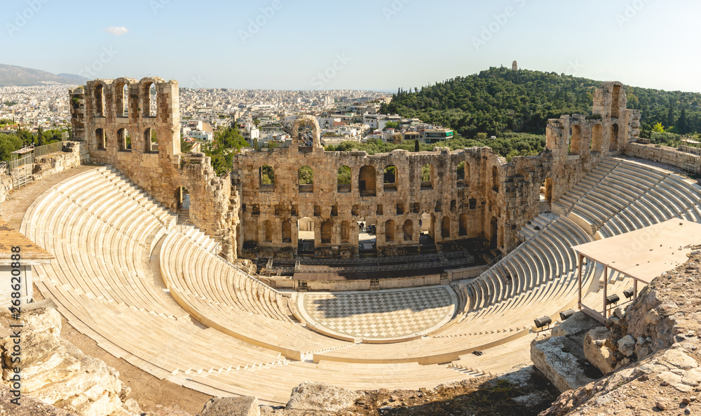 Panorama of Theatre of Herodes Atticus on Acropols, Athens, Greece