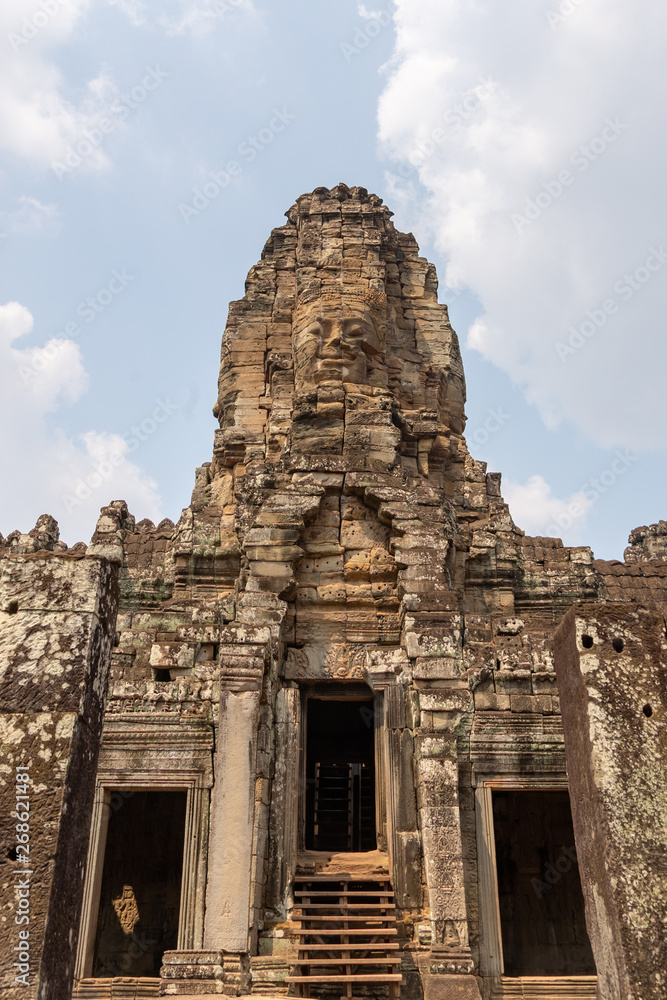 temple in Angkor Cambodia world heritage site with gigantic face