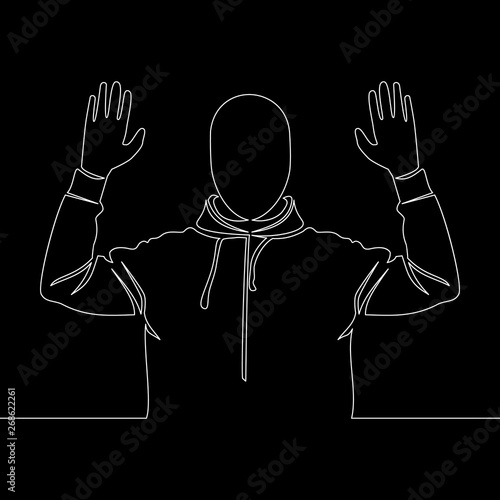 Continuous one line drawing man surrendering