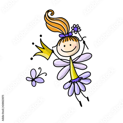 Cute little fairy, sketch for your design