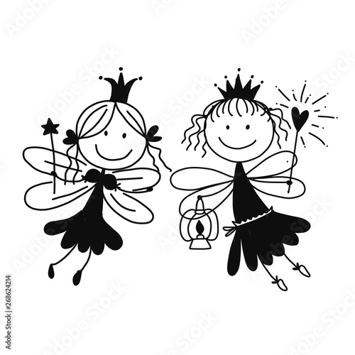 Cute little fairies, sketch for your design