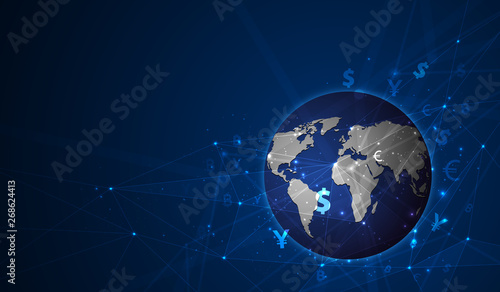 Money transfer. Global Currency. Stock Exchange. Stock vector illustration.