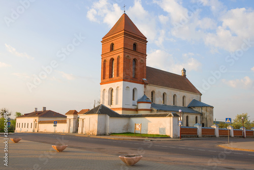 St. Nicholas Church in the April morning.Mir, Belarus