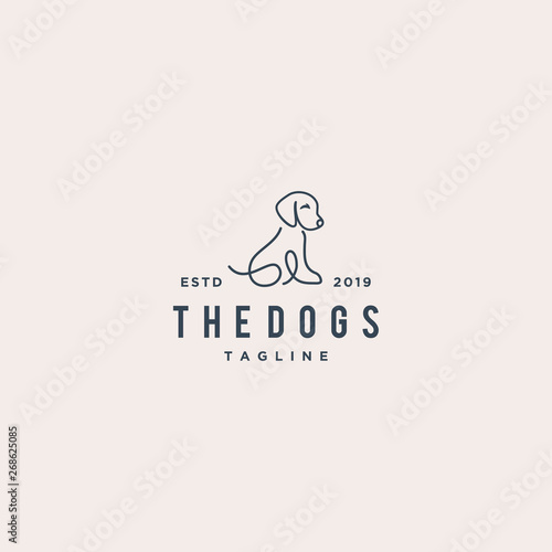 dog monoline concept vector logo design