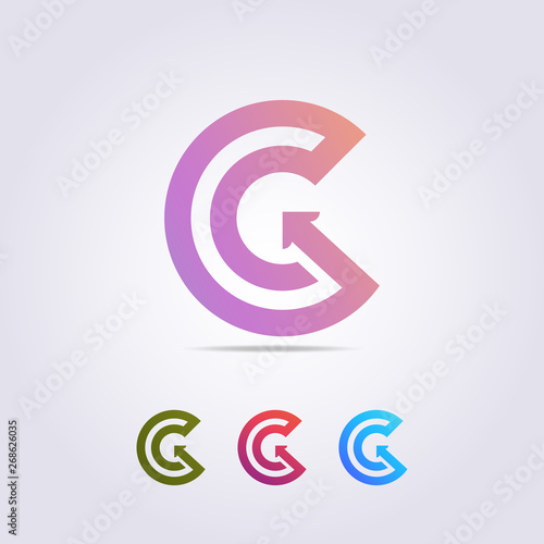 the combined logo template letters C and G with G that have arrows, for your business and brand