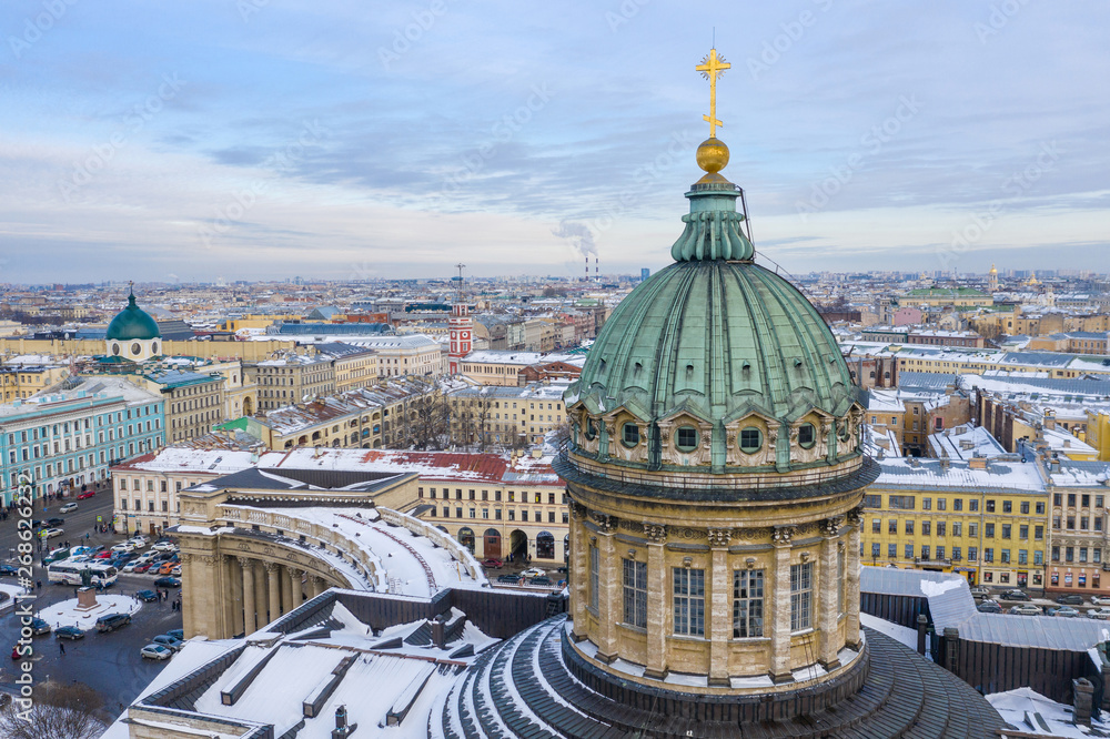 ST. PETERSBURG, RUSSIA - MARCH, 2019: Kazan Cathedral (Cathedral of Our Lady of Kazan) in Saint Petersburg, Russia