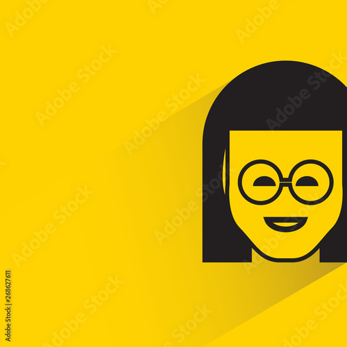 people face with drop shadow in yellow background