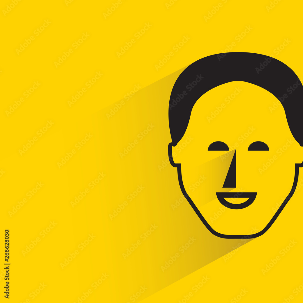 people face with drop shadow in yellow background people face with drop shadow in yellow background