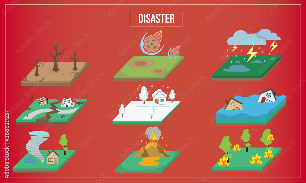 Vector Illustration of disaster of the world