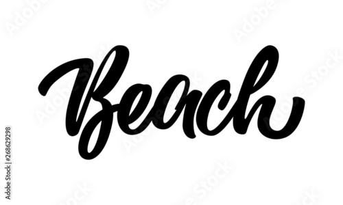 Beach - hand lettering on a white background.