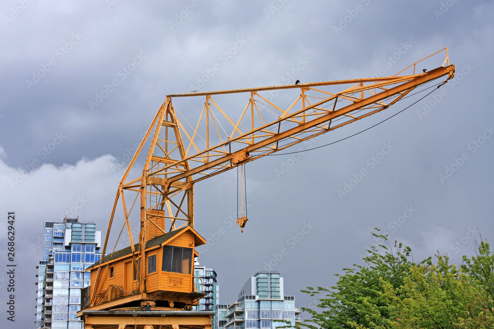 Crane on a dock in Granville Island, Vancouver Crane on a dock in Granville Island, Vancouver