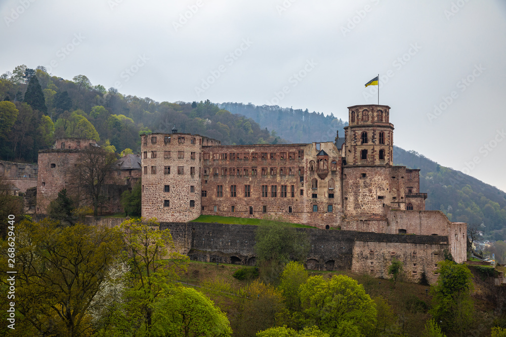 View of the ruins of the Heidelberg castle in Germany