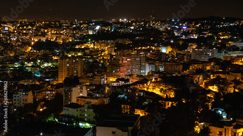 Beautiful night aerial view of buildings of city Algiers, Algeria