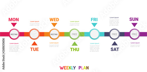 Timeline business for 7 day, 7 options, Timeline infographics design vector and Presentation business can be used for Business concept with 7steps or processes.