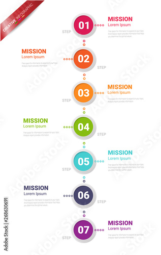 Timeline infographics design vector and Presentation business can be used for Business concept with 7 options, steps or processes. 