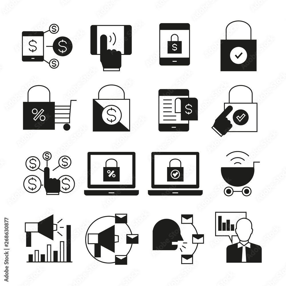 e commerce and marketing icons e commerce and marketing icons