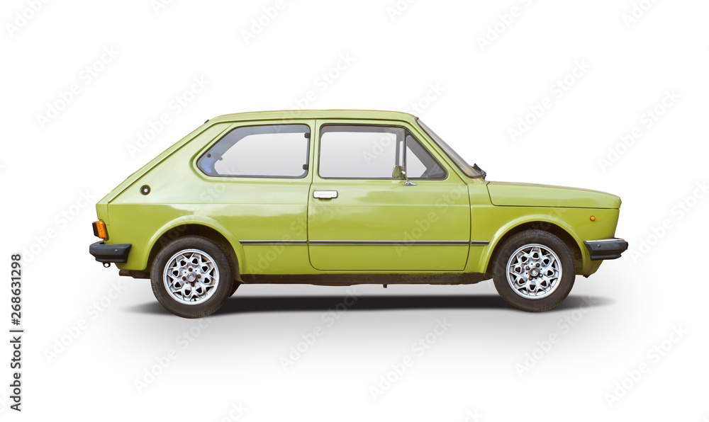 Classic Italian car side view isolated on whit