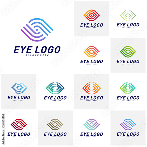 Set of Eye logo design concept vector, eye logo template, icon symbol