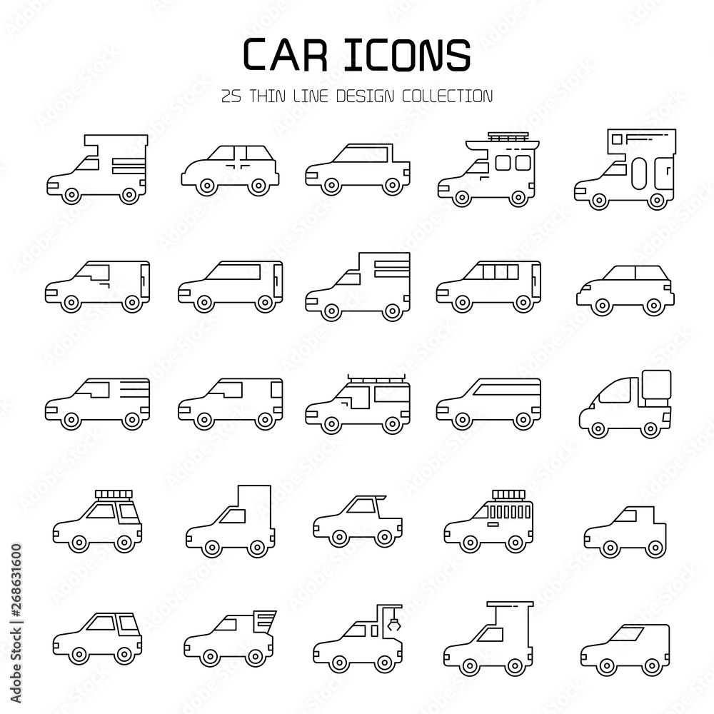 Obraz premium car and vehicle icon set, line icons