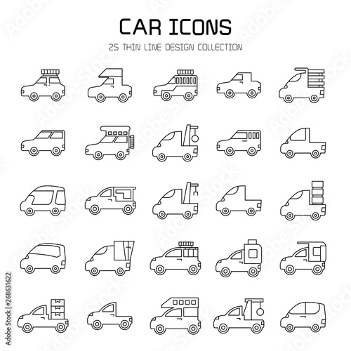 Fototapeta Naklejka Na Ścianę i Meble -  car and vehicle icon set, line icons