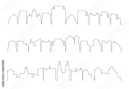 city building skyline thin line illustration