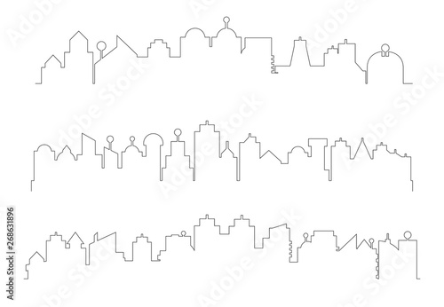 city building skyline thin line illustration