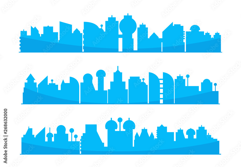 Fototapeta premium city skyline blue in white background